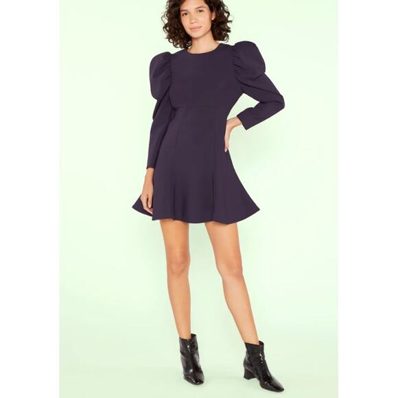 NWT Likely Alia Long Puff Sleeve Mini Dress Puffy sz 14 Navy Blue $248 Women's - Picture 3 of 16